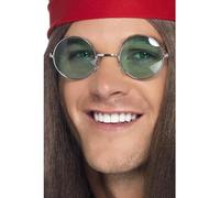 Smiffy's-6795 Gafas hippie, lentes de colores surtidos, plata, No es applicable (6795)