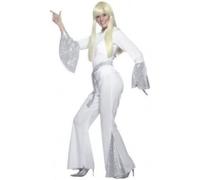 Smiffys 70s Disco Lady Costume, White (Size S)