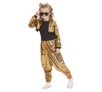 Smiffys Disfraz «Hammer Time» de los 80, Dorado, Top, pantalones y chaqueta