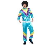 Smiffys 80s Height of Fashion Shell Suit Costume, Blue (Size XL)
