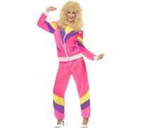 Smiffys 80s Height of Fashion Shell Suit Costume, Pink (Size S)