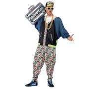 Smiffys 80s Hip Hop Costume, Patterned with Jacket, Trousers & Hat, 1980's Fancy Dress, 1980s Dress Up Costumes