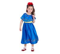 Smiffys Disfraz de artista Frida, para niños, con vestido y diadema Halloween, Carnaval