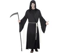 Smiffys Adult men's Grim Reaper Costume, Hooded Robe and Rope Belt, Legends of Evil, Halloween