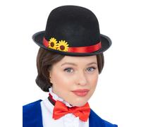 Smiffys Kit de niñera victoriana para adultos, con bombín negro y pajarita roja
