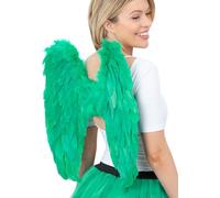 Smiffys Alas de plumas de ángel, verdes, 50x50cm/20x20in