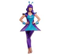Smiffy's Disfraz de alien para mujer – vestido, leggings, muñequeras y diadema