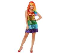 Smiffys Disfraz de arcoíris de All That Glitters, con vestido de lentejuelas Halloween