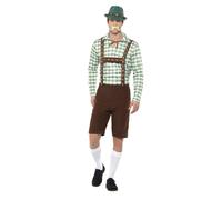 Smiffys Disfraz de bávaro alpino,Verde y marrón,con camisa y Lederhosen Halloween, Carnaval