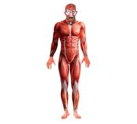 Smiffys Anatomy Man Costume, Red with Bodysuit and Mask, Halloween Zombie Alley Fancy Dress, Adult Dress Up Costumes