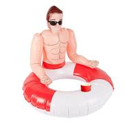 Smiffys Anillo hinchable salvavidas Hunk Swim, Rojo y blanco, 88 cm / 35 pulgadas Halloween, Carnaval