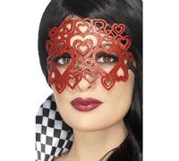 Smiffys Antifaz de fieltro suave con purpurina, rojo