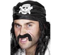 Smiffys Bandana pirata, Negra, con calaveras