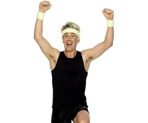 Smiffys Bandas elásticas, amarillo, 1 banda para la cabeza y 2 muñequeras Halloween, Carnaval