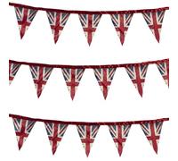 Smiffys Banderines de tela de la bandera británica, Impresión de estilo vintage, 3 metros, satinado Halloween, Carnaval