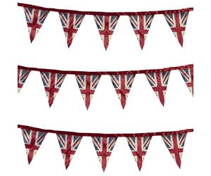 Smiffys Banderines de tela de la bandera británica, Impresión de estilo vintage, 3 metros, satinado Halloween, Carnaval