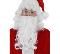Smiffys Barba de Papá Noel, Blanca, 38cm / 15in, Deluxe Halloween, Carnaval