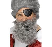 Smiffys Barba de pirata, gris claro, nilón, Deluxe Halloween, Carnaval