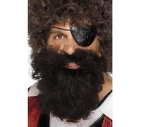 Smiffys Barba de pirata, marrón, nilón, Deluxe Halloween, Carnaval