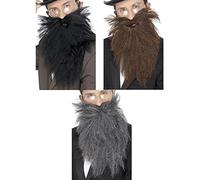 Smiffys Barba larga y bigote, Gris Halloween, Carnaval