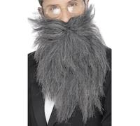 Smiffys Barba larga y bigote, Gris Halloween, Carnaval