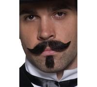Smiffys Bigote de auténtico jugador del Oeste, marrón, bigote rizado y pequeña barba, autoadhesivo