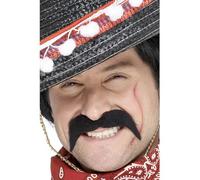 Smiffys Bigote de bandido mexicano, autoadhesivo Halloween, Carnaval