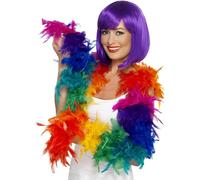 Smiffys Boa de plumas arco iris, 80g Halloween
