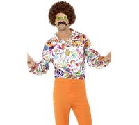 Smiffys Camisa buena onda años 60, multicolor, para hombre