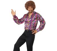 Smiffys Camisa Psicodélica con Símbolo de la Paz de los 60