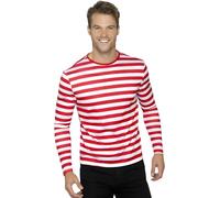 Smiffys Stripy T-Shirt, Red (Size L)
