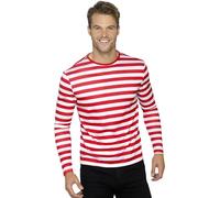 Smiffys Stripy T-Shirt, Red (Size L)