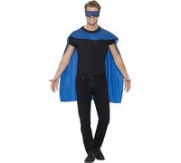 Smiffys Capa, Azul, con antifaz Halloween, Carnaval
