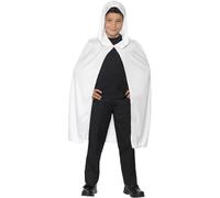 Smiffys Capa con capucha, Blanca, Larga Halloween, Carnaval