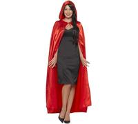 Smiffys Capa con capucha, Roja, Saten Halloween, Carnaval