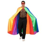Smiffys Capa de arco iris, accesorio de disfraz de orgullo colorido para adultos, desfiles LGBTQ, eventos, festivales y fiestas, ligero, sensación de satén, capa unisex con diseño de cuello de corbata