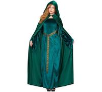 Smiffys Capa de lujo para adultos, verde esmeralda Halloween, Carnaval