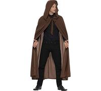 Smiffys Gravekeeper Hooded Cloak, Brown