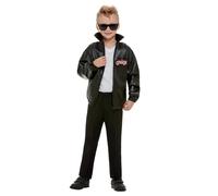 Smiffys Cazadora de los T-Birds de Grease, Negro, con logotipo Halloween, Carnaval