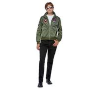 Smiffys Chaqueta bómber de Maverick de Top Gun, con aplicaciones a modo de insignias