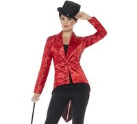 Smiffys Chaqueta de frac con lentejuelas, negro, para mujer Halloween, Carnaval