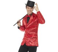 Smiffys Sequin Jacket, Mens, Red (Size XL)