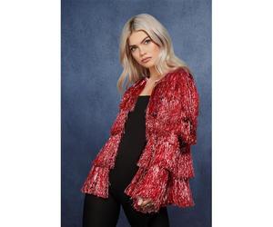 Smiffys Chaqueta festivalera Tinsel de Fever, Rojo Halloween, Carnaval