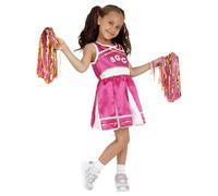 Smiffys Disfraz de animadora, niña, con vestido y pompones Halloween, Carnaval