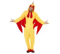 Smiffys Disfraz de pollo, Amarillo, con traje entero con capucha Halloween, Carnaval