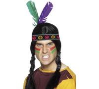 Smiffys Cinta de cabeza con plumas inspirado por los americanos nativos, multi-color, con 2 plumas Halloween, Carnaval