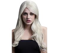 Smiffys Colección Fever, Peluca Nicole, rubia, onda suave con raya a un lado, 66cm / 26in Halloween, Carnaval