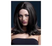 Smiffys Colección Fever, Peluca Sophia, marrón, larga a capas con raya al medio, 43cm / 17in Halloween