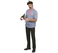Smiffy's - Conjunto de hombre francés con camiseta, boina, bufanda y bigote