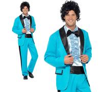 Smiffys Conjunto Disfraz Hombre 80s Prom King Azul Tuxedo M-XL Poliéster